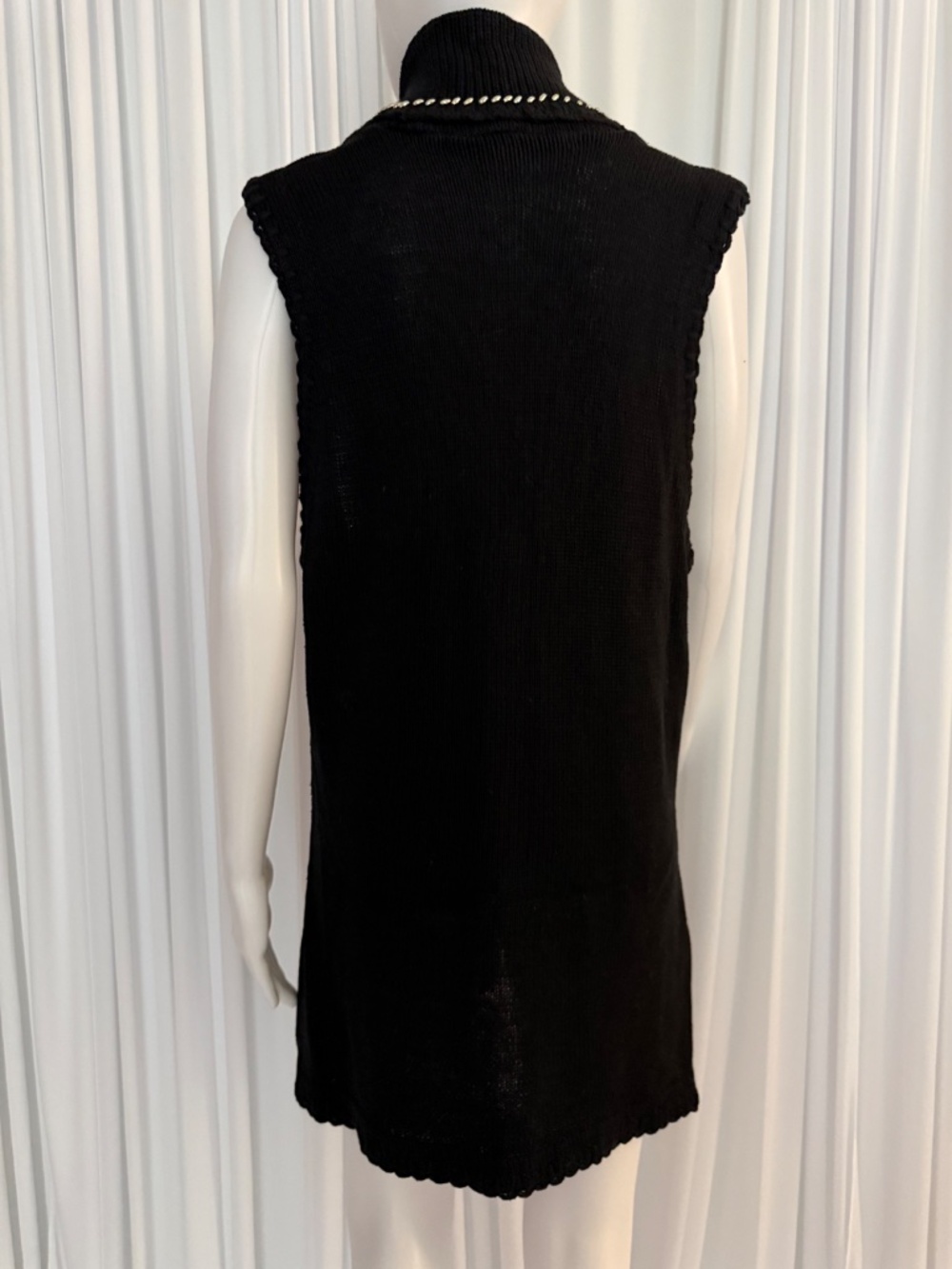 Victoria Jones Beaded Southwestern Sweater Vest Tunic Black Medium Boho Western - Picture 5 of 16